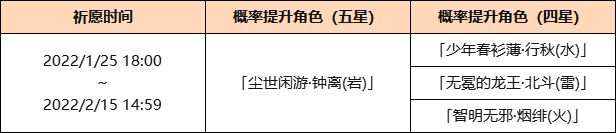 《原神》「陵藪市朝」祈愿：「塵寰閑游·鐘離(巖)」概率UP！